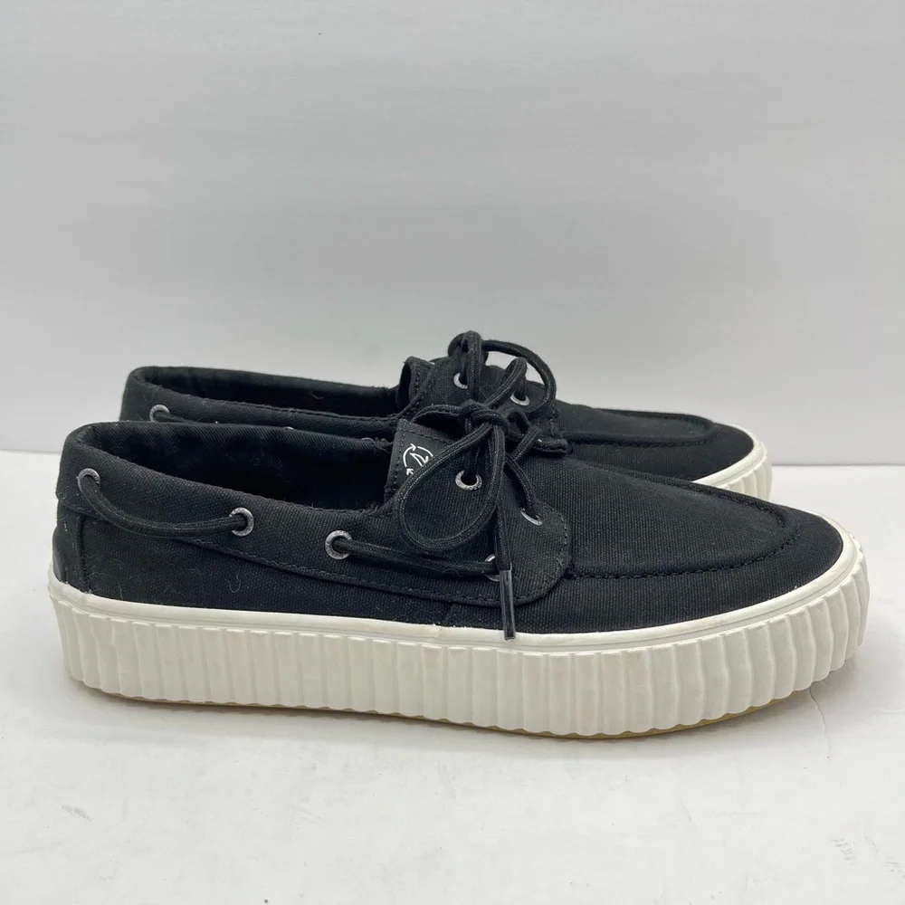 Sperry Women’s Size 10 Pier Wave Boat Platform Sneakers Casual black/white